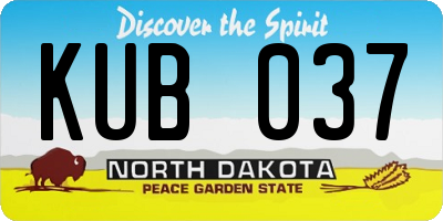 ND license plate KUB037