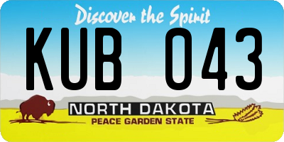 ND license plate KUB043
