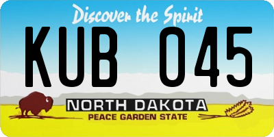 ND license plate KUB045