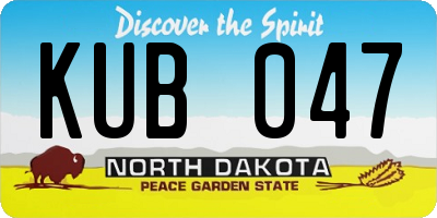 ND license plate KUB047