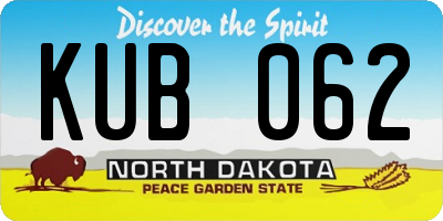 ND license plate KUB062