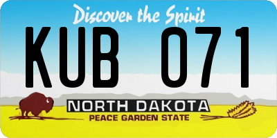 ND license plate KUB071