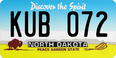 ND license plate KUB072