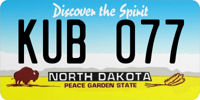ND license plate KUB077