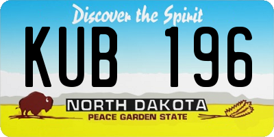 ND license plate KUB196