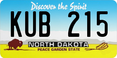 ND license plate KUB215