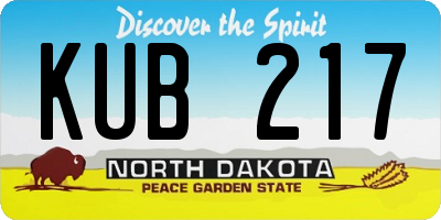 ND license plate KUB217