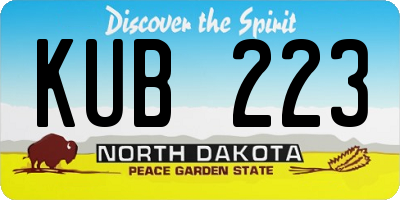 ND license plate KUB223