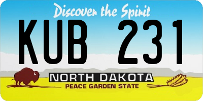 ND license plate KUB231