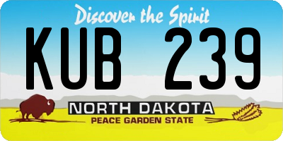 ND license plate KUB239