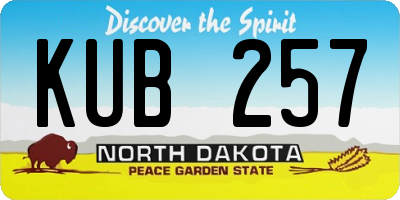 ND license plate KUB257
