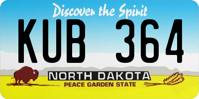 ND license plate KUB364