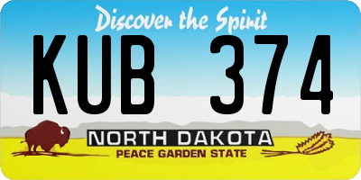 ND license plate KUB374