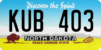 ND license plate KUB403
