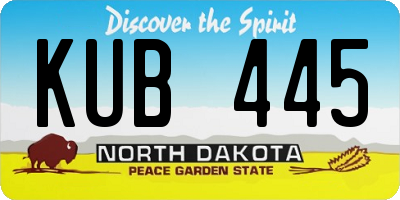ND license plate KUB445