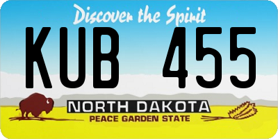 ND license plate KUB455