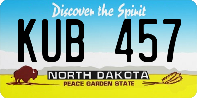 ND license plate KUB457
