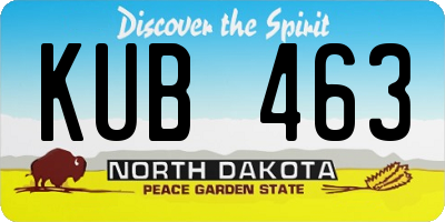 ND license plate KUB463