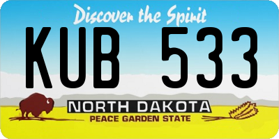 ND license plate KUB533