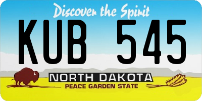 ND license plate KUB545