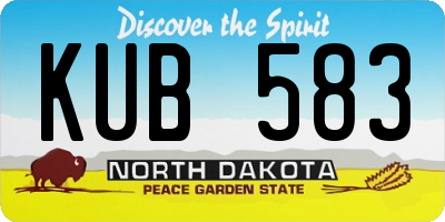 ND license plate KUB583