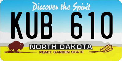 ND license plate KUB610
