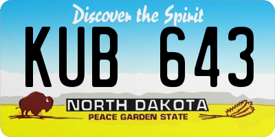 ND license plate KUB643