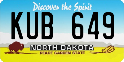 ND license plate KUB649