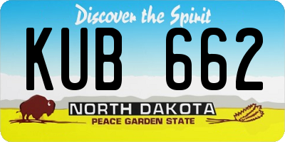 ND license plate KUB662