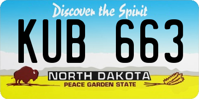 ND license plate KUB663