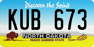 ND license plate KUB673