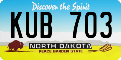 ND license plate KUB703