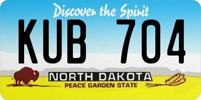 ND license plate KUB704