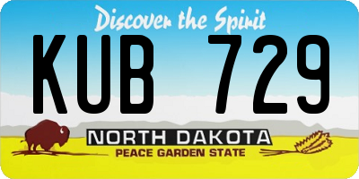 ND license plate KUB729