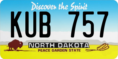 ND license plate KUB757