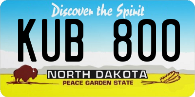 ND license plate KUB800