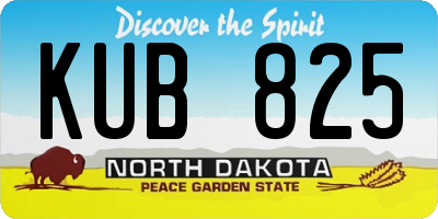 ND license plate KUB825