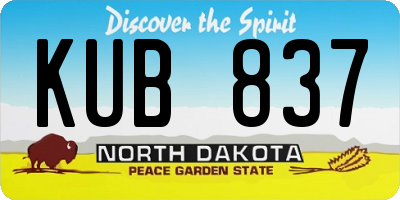 ND license plate KUB837