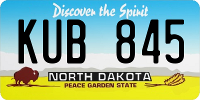 ND license plate KUB845