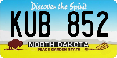 ND license plate KUB852