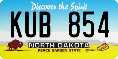 ND license plate KUB854