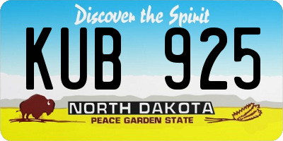 ND license plate KUB925