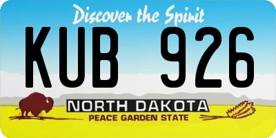 ND license plate KUB926
