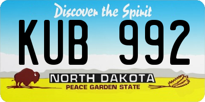 ND license plate KUB992