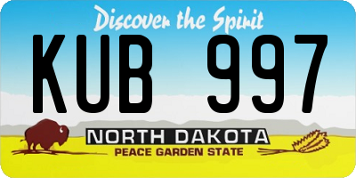 ND license plate KUB997