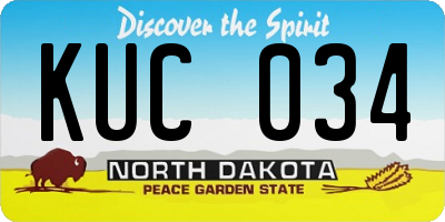 ND license plate KUC034