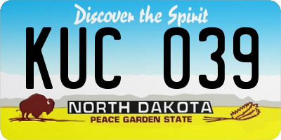 ND license plate KUC039