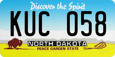 ND license plate KUC058