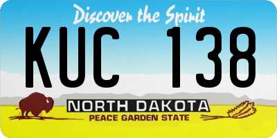 ND license plate KUC138