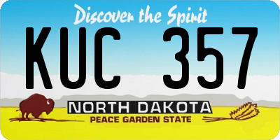 ND license plate KUC357